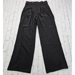 ELLEVEN Black WOMENS SIZE L LONG Elegant Wide Leg Dress Pants Office Causal